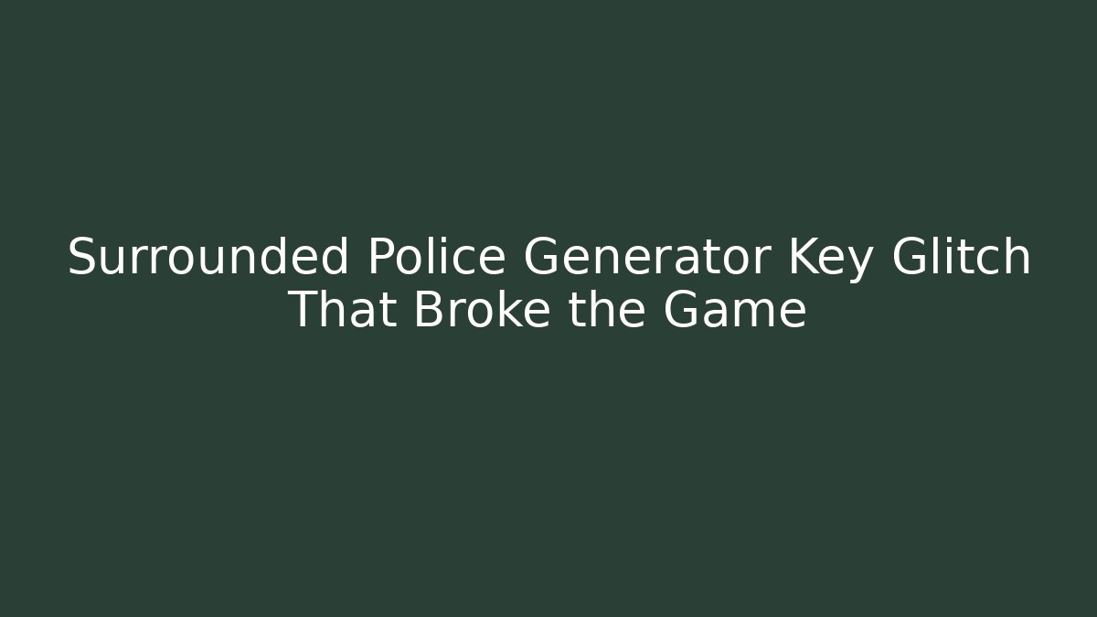 Surrounded Police Generator Key Glitch That Broke the Game