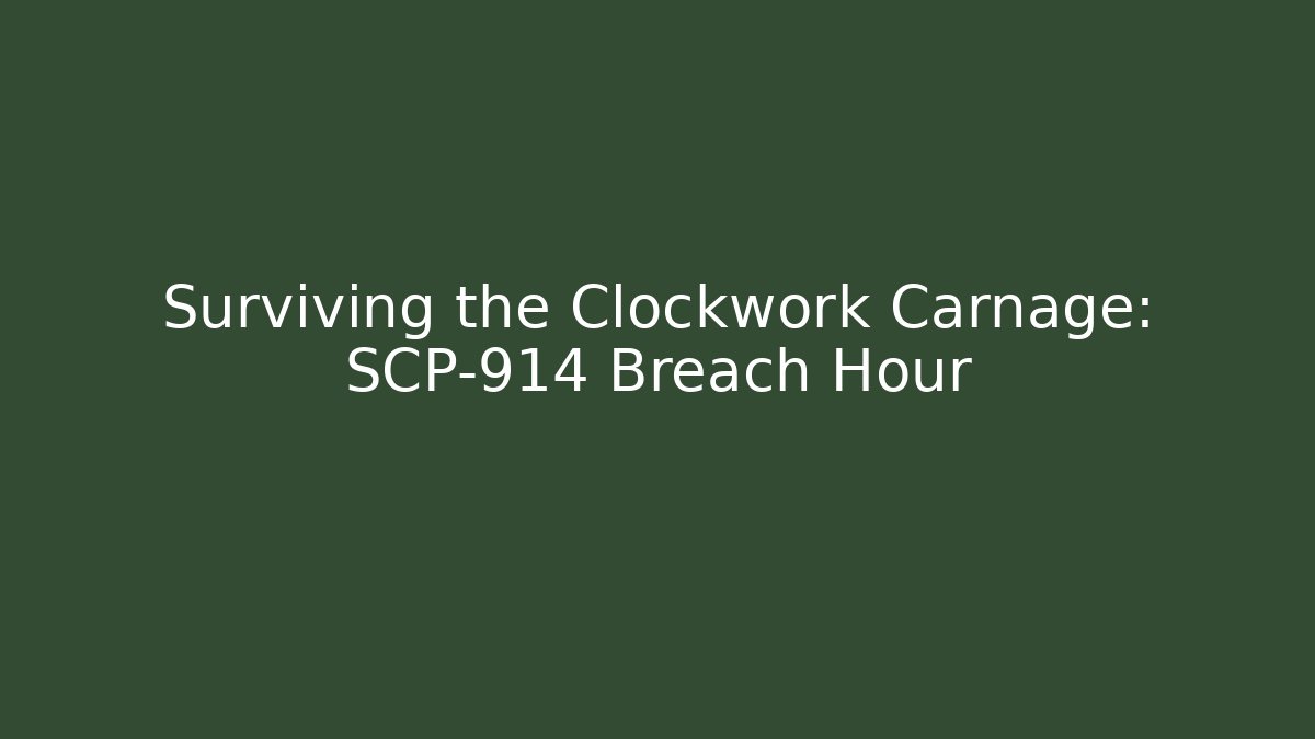 Surviving the Clockwork Carnage: SCP-914 Breach Hour