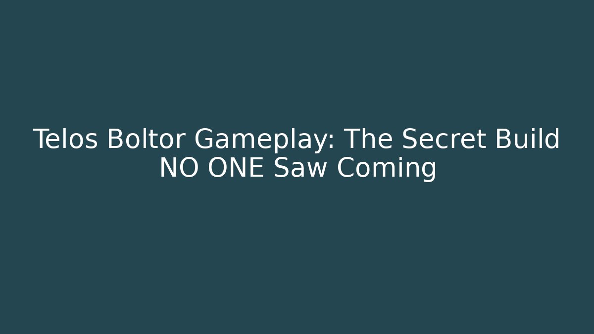 Telos Boltor Gameplay: The Secret Build NO ONE Saw Coming