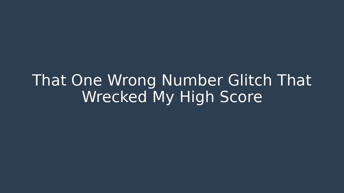 That One Wrong Number Glitch That Wrecked My High Score