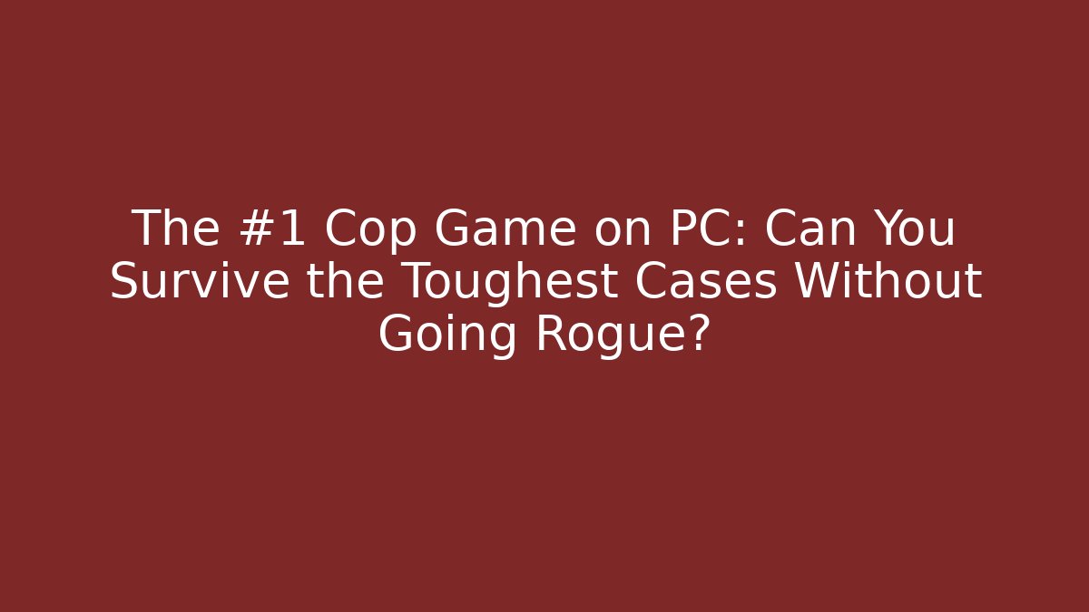 The #1 Cop Game on PC: Can You Survive the Toughest Cases Without Going Rogue?