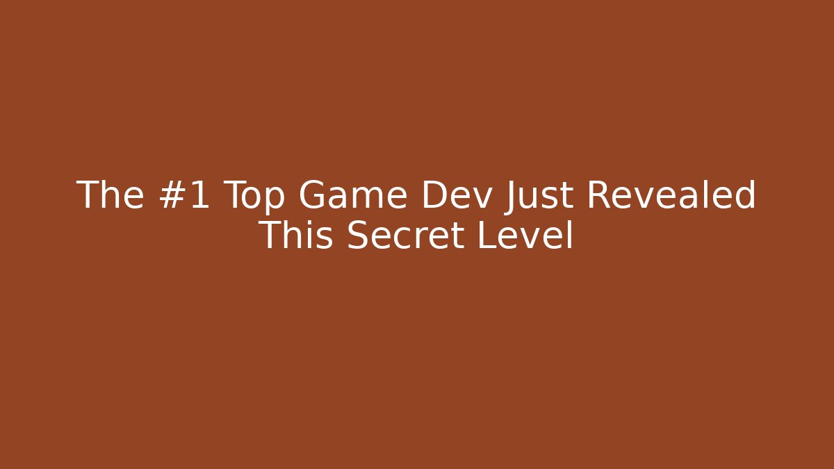 The #1 Top Game Dev Just Revealed This Secret Level - Vintage E-Juice