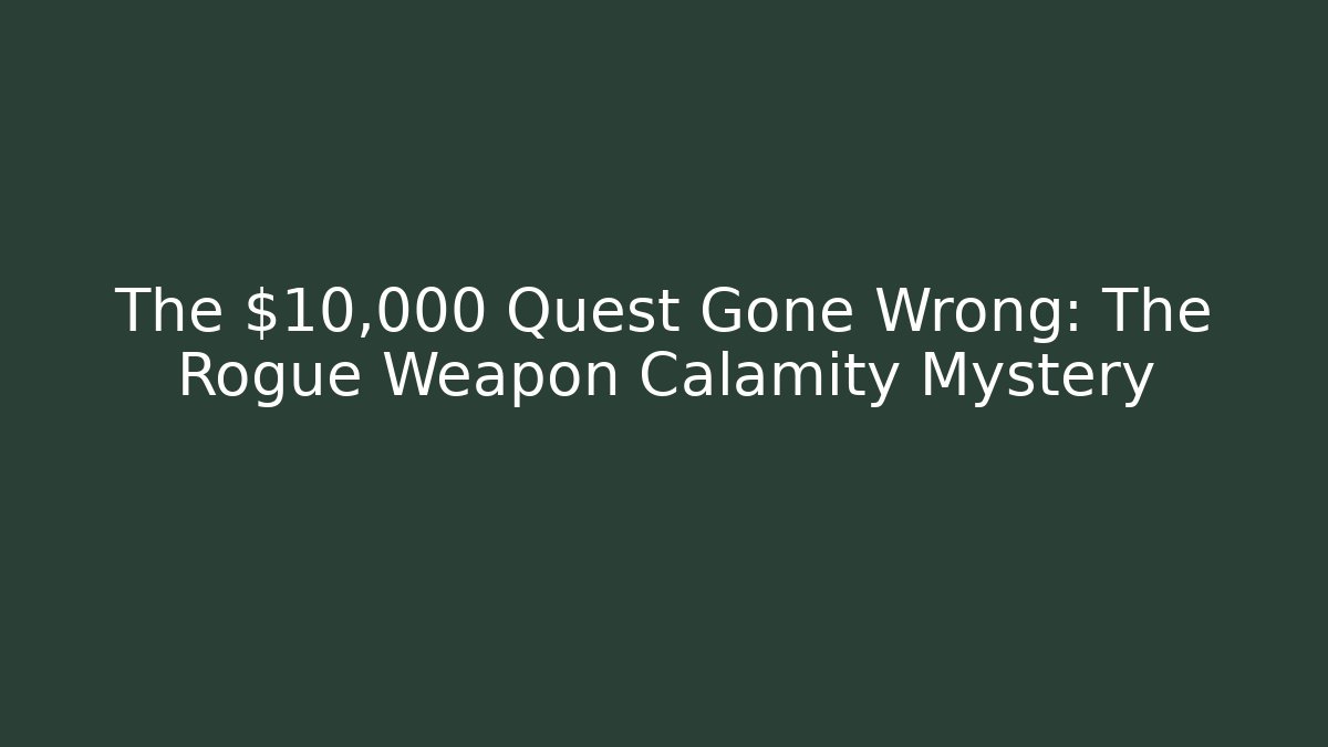 The $10,000 Quest Gone Wrong: The Rogue Weapon Calamity Mystery