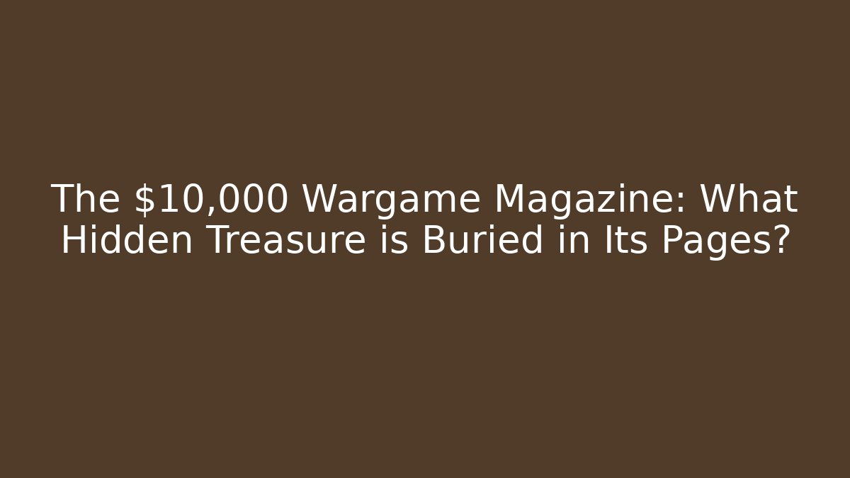 The $10,000 Wargame Magazine: What Hidden Treasure is Buried in Its Pages?
