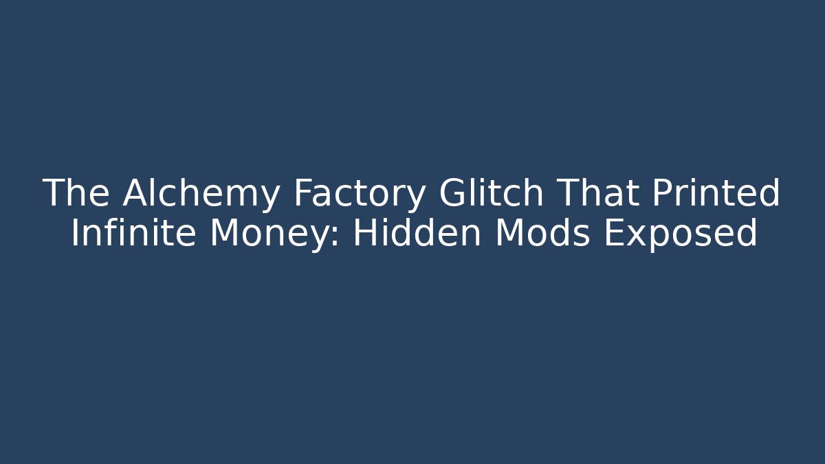 The Alchemy Factory Glitch That Printed Infinite Money: Hidden Mods Exposed