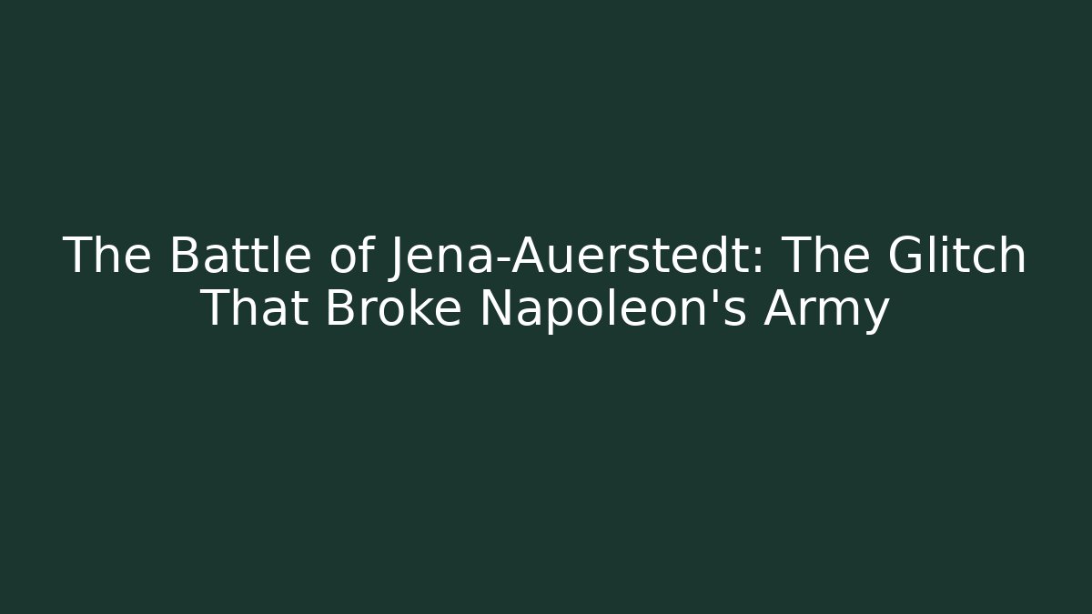 The Battle of Jena-Auerstedt: The Glitch That Broke Napoleon's Army