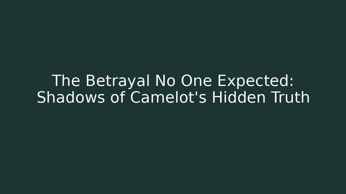 The Betrayal No One Expected: Shadows of Camelot's Hidden Truth