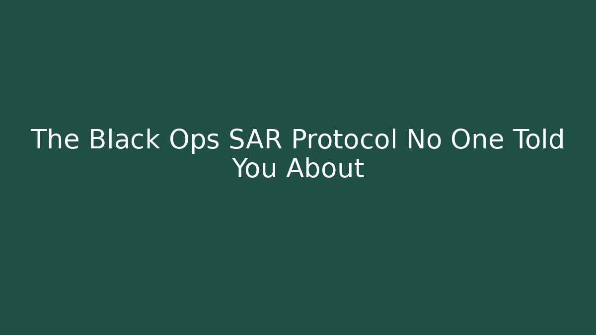 The Black Ops SAR Protocol No One Told You About - Vintage E-Juice