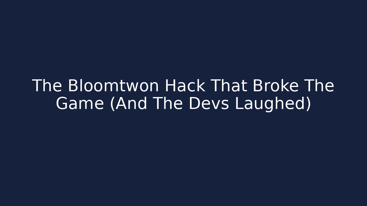 The Bloomtwon Hack That Broke The Game (And The Devs Laughed)