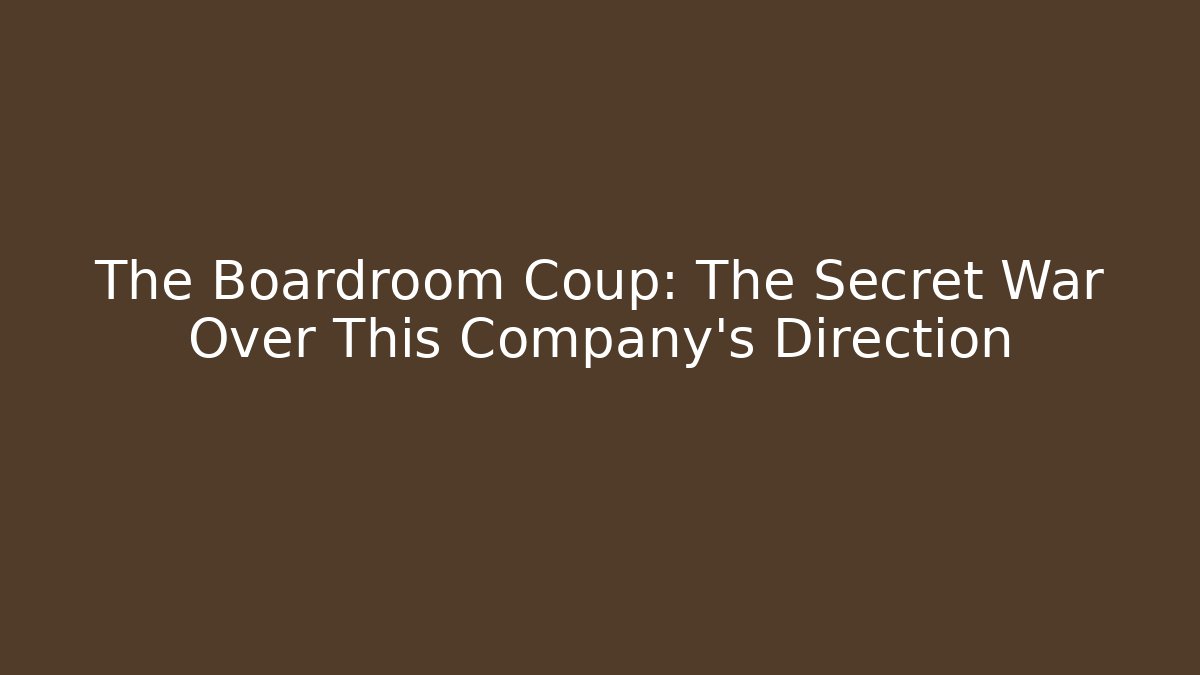 The Boardroom Coup: The Secret War Over This Company’s Direction