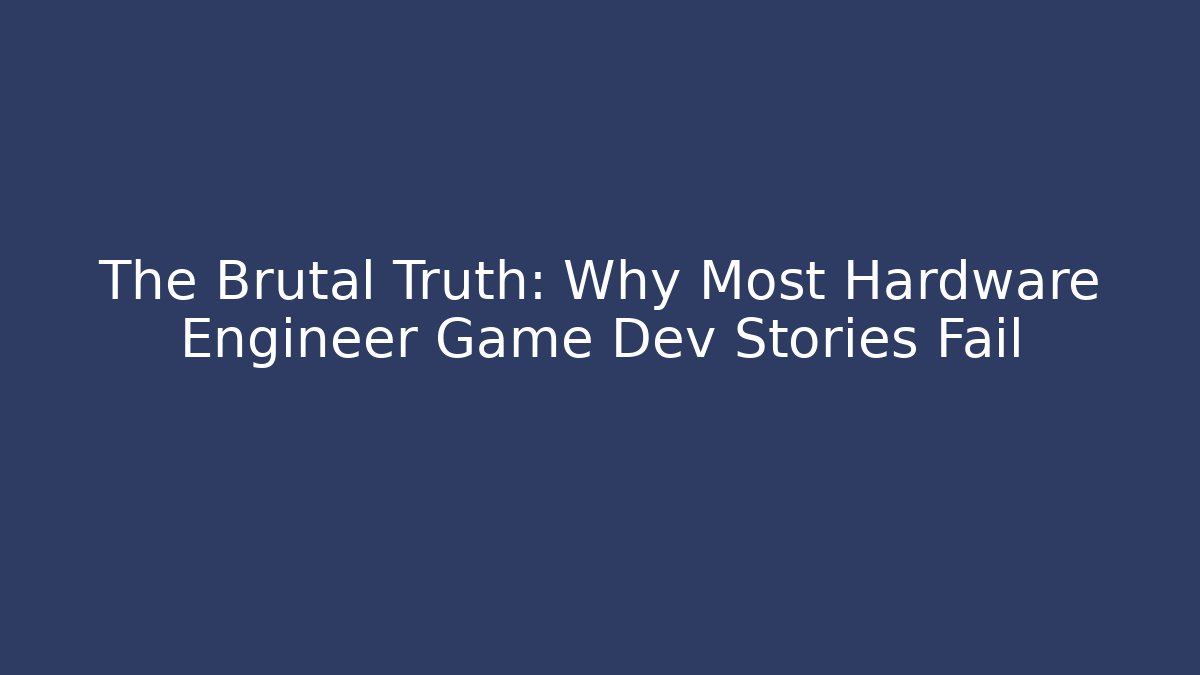 The Brutal Truth: Why Most Hardware Engineer Game Dev Stories Fail