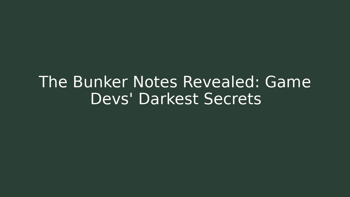 The Bunker Notes Revealed: Game Devs' Darkest Secrets