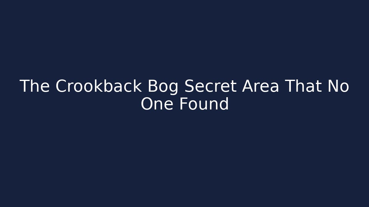 The Crookback Bog Secret Area That No One Found