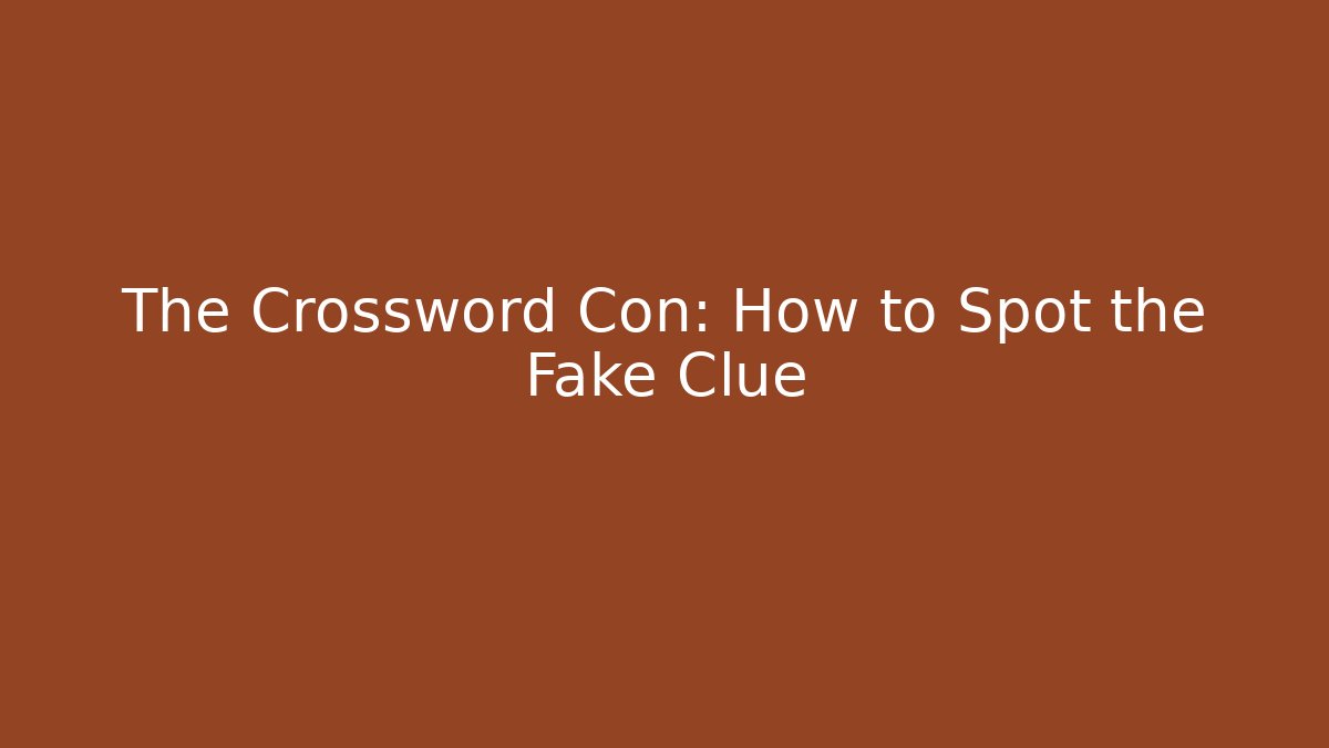 The Crossword Con: How to Spot the Fake Clue