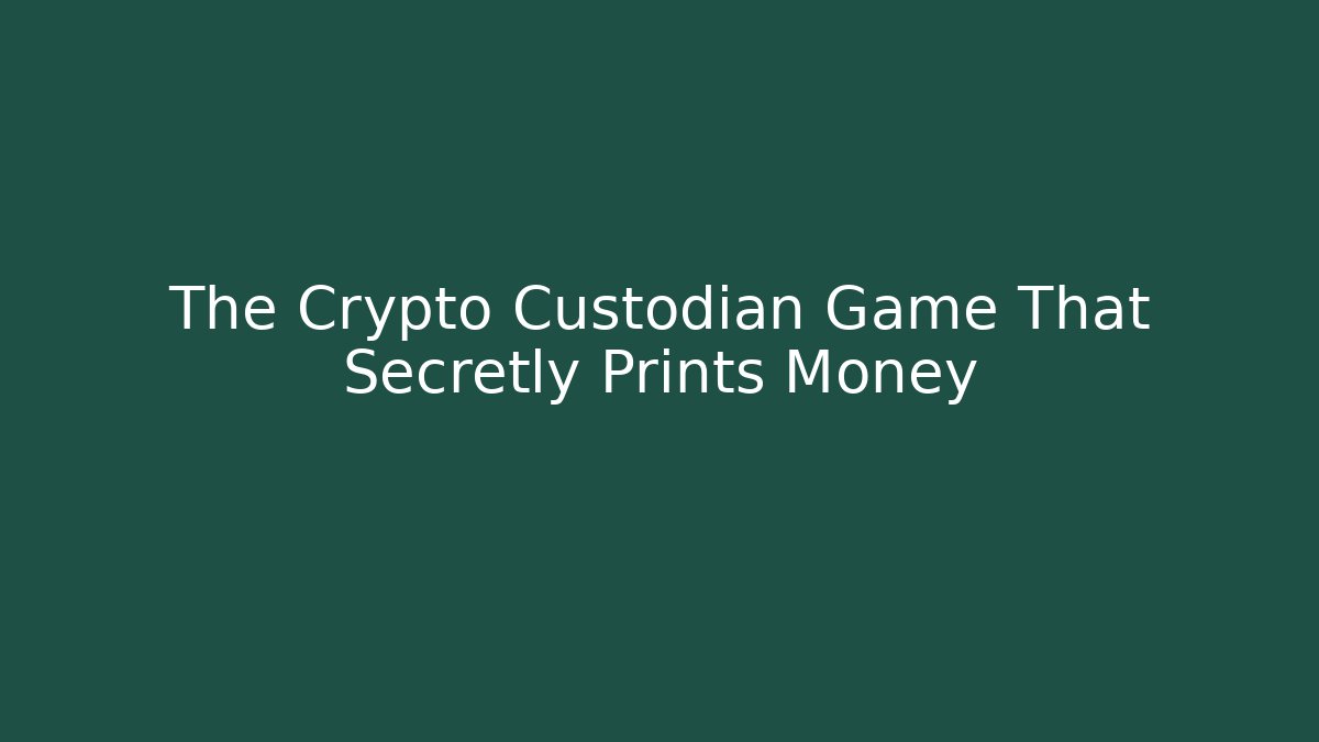 The Crypto Custodian Game That Secretly Prints Money