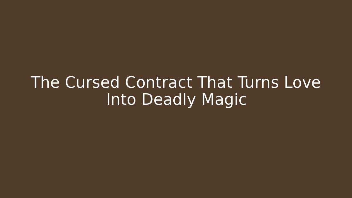 The Cursed Contract That Turns Love Into Deadly Magic