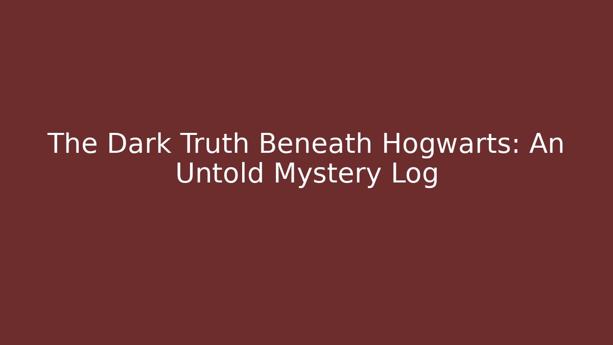 The Dark Truth Beneath Hogwarts: An Untold Mystery Log