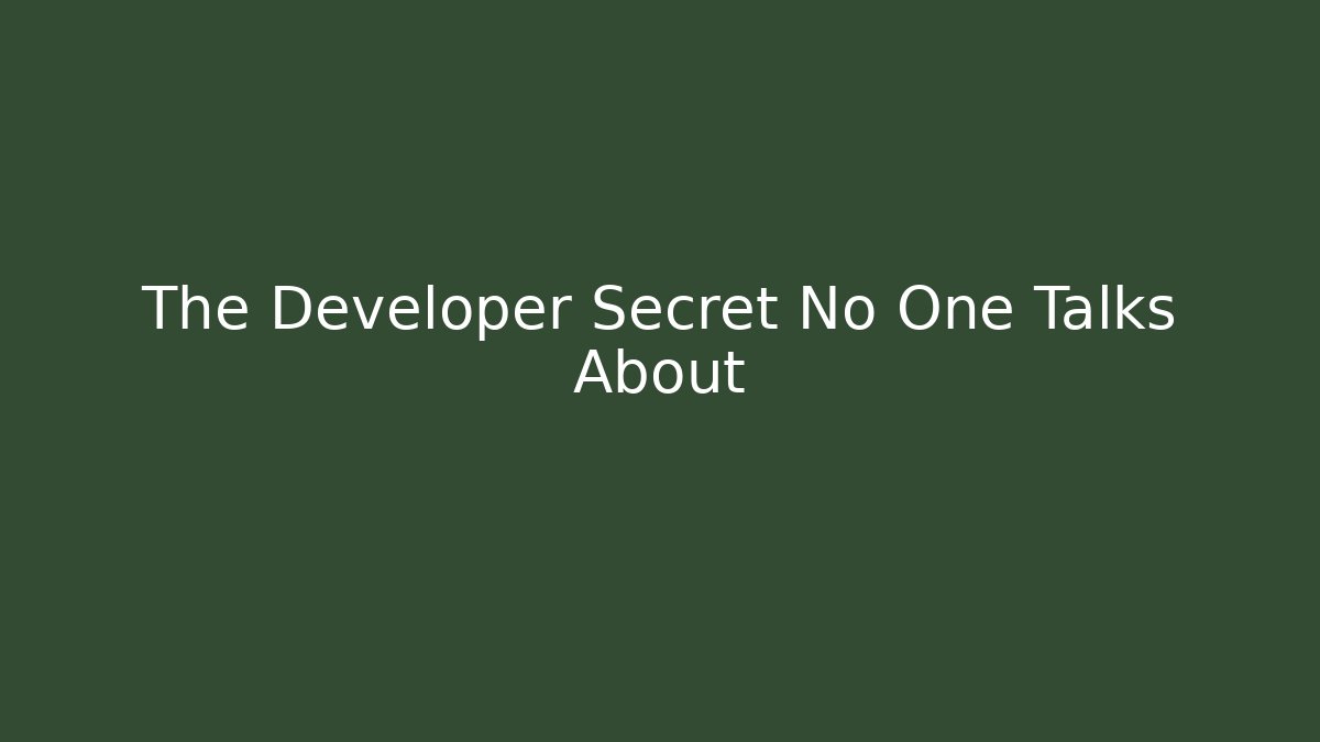 The Developer Secret No One Talks About
