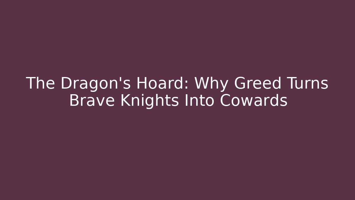 The Dragon's Hoard: Why Greed Turns Brave Knights Into Cowards