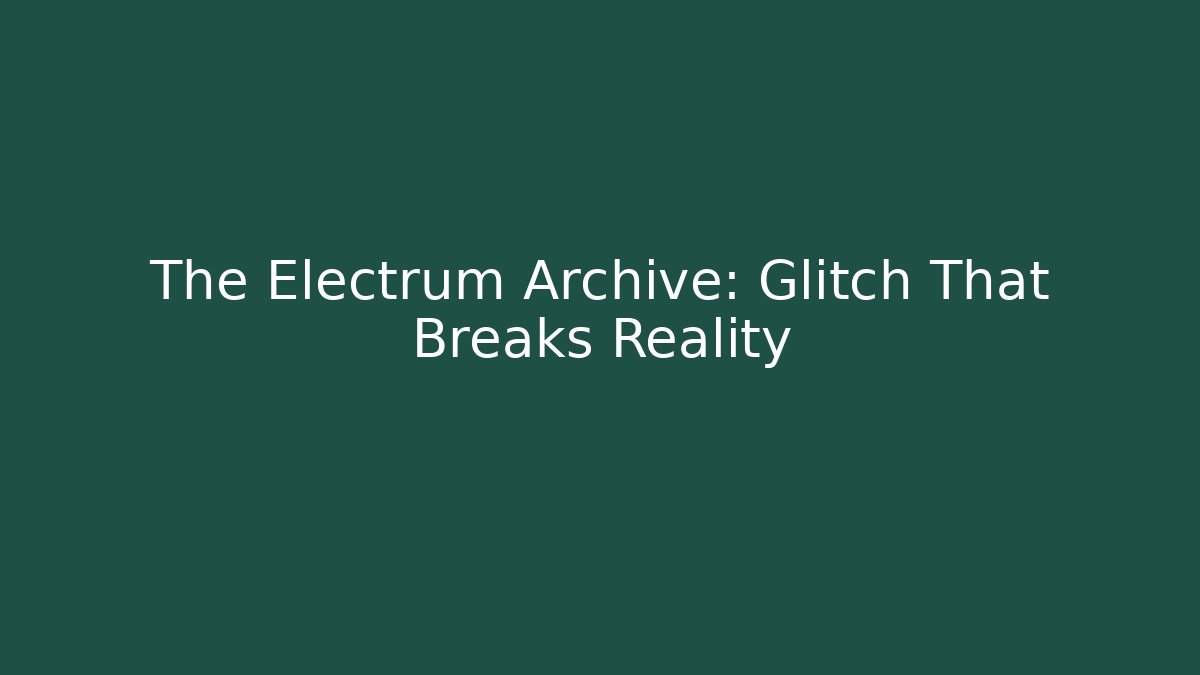 The Electrum Archive: Glitch That Breaks Reality - Vintage E-Juice