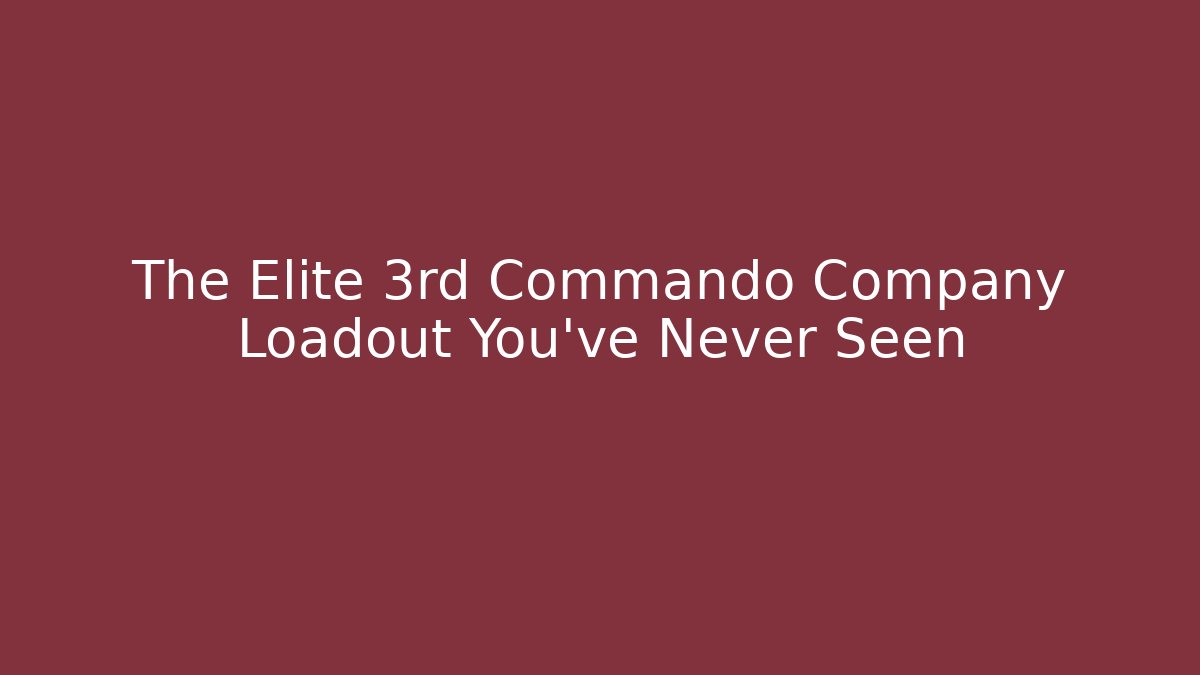 The Elite 3rd Commando Company Loadout You've Never Seen