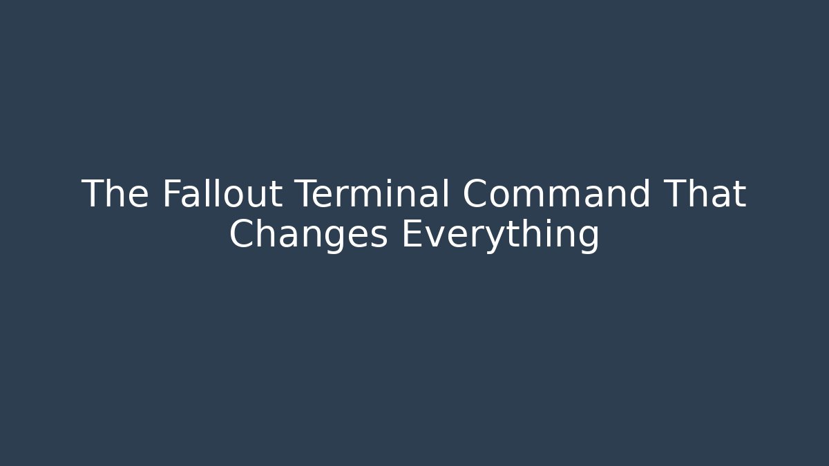 The Fallout Terminal Command That Changes Everything - Vintage E-Juice