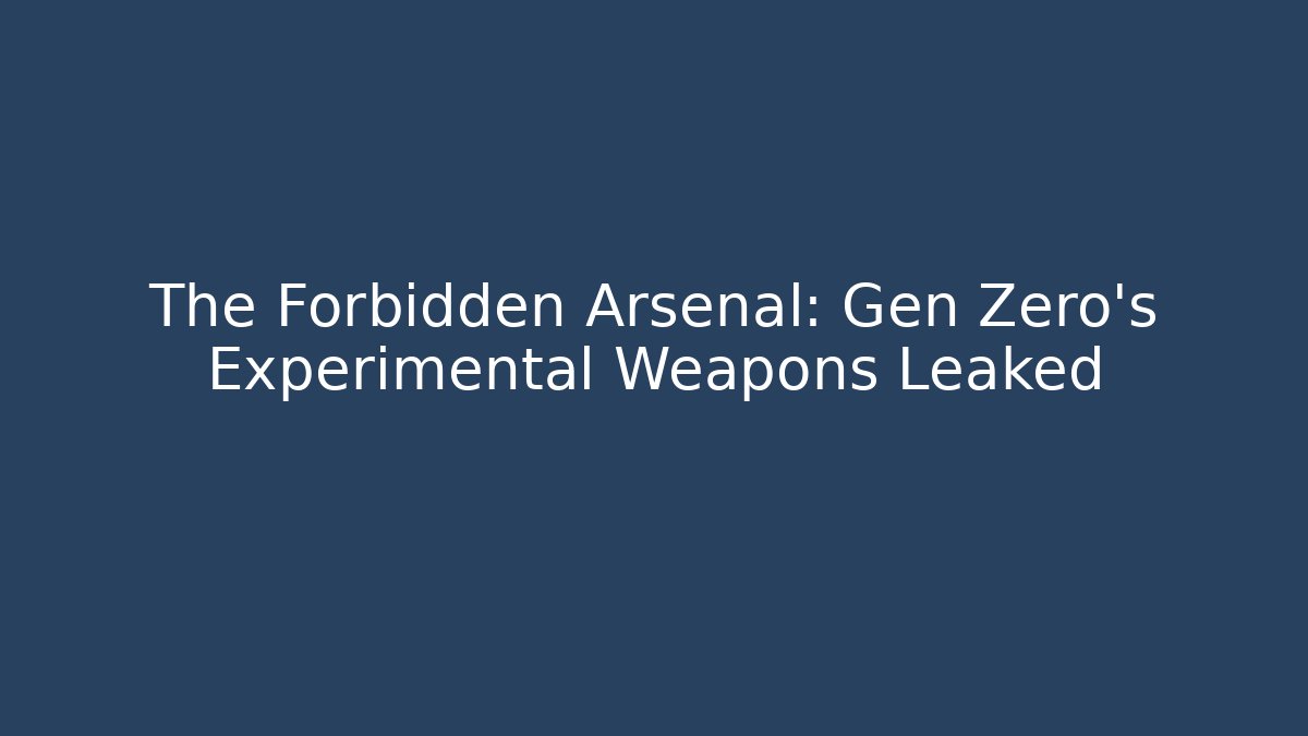 The Forbidden Arsenal: Gen Zero's Experimental Weapons Leaked