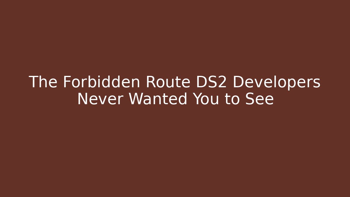The Forbidden Route DS2 Developers Never Wanted You to See - Vintage E-Juice