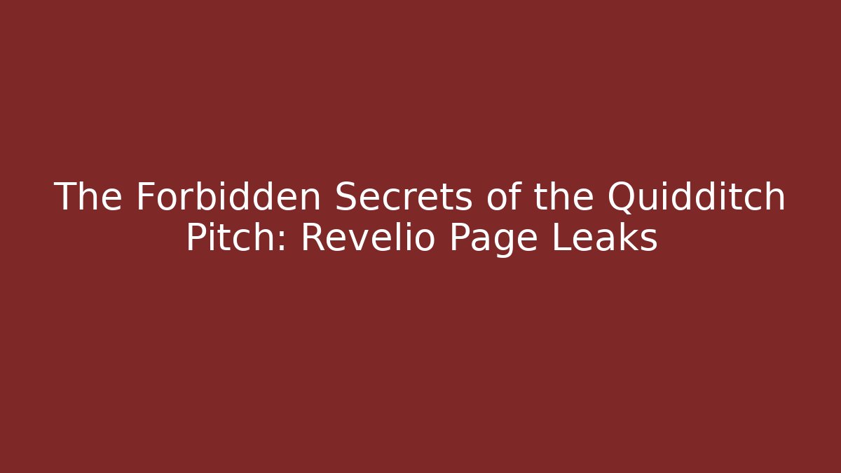 The Forbidden Secrets of the Quidditch Pitch: Revelio Page Leaks