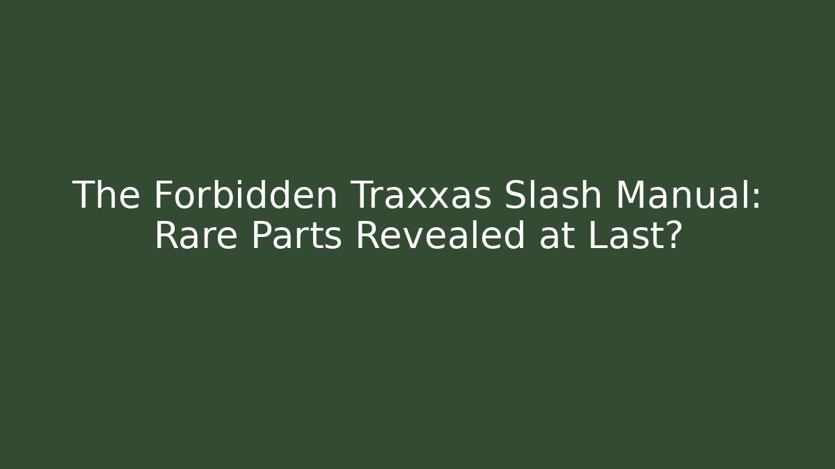The Forbidden Traxxas Slash Manual: Rare Parts Revealed at Last?