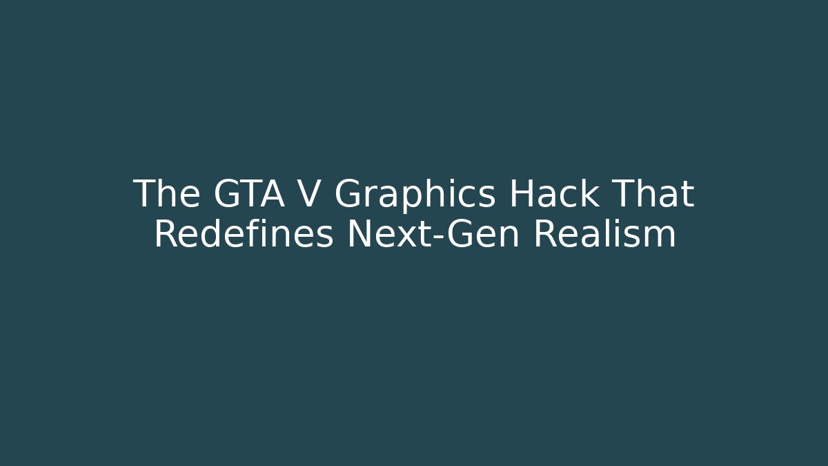 The GTA V Graphics Hack That Redefines Next-Gen Realism - Vintage E-Juice