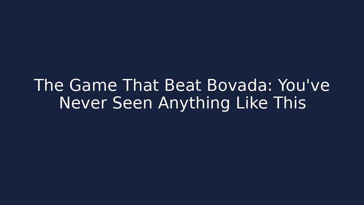 The Game That Beat Bovada: You’ve Never Seen Anything Like This