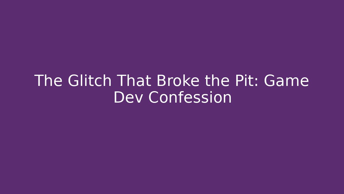The Glitch That Broke the Pit: Game Dev Confession