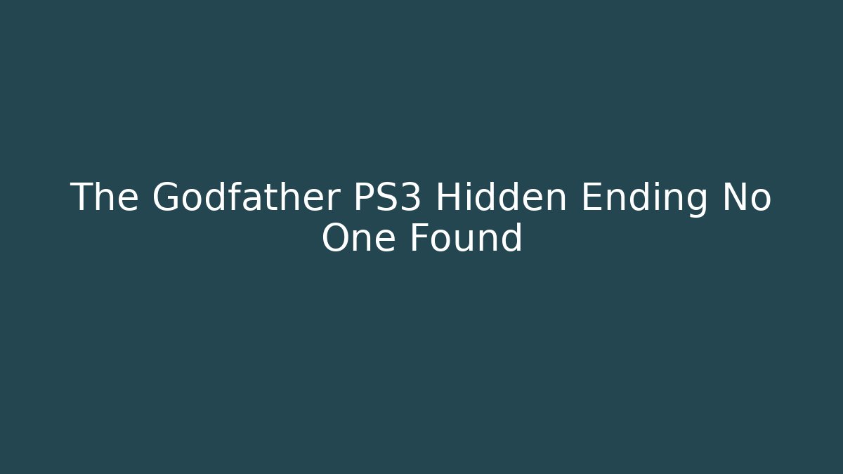 The Godfather PS3 Hidden Ending No One Found