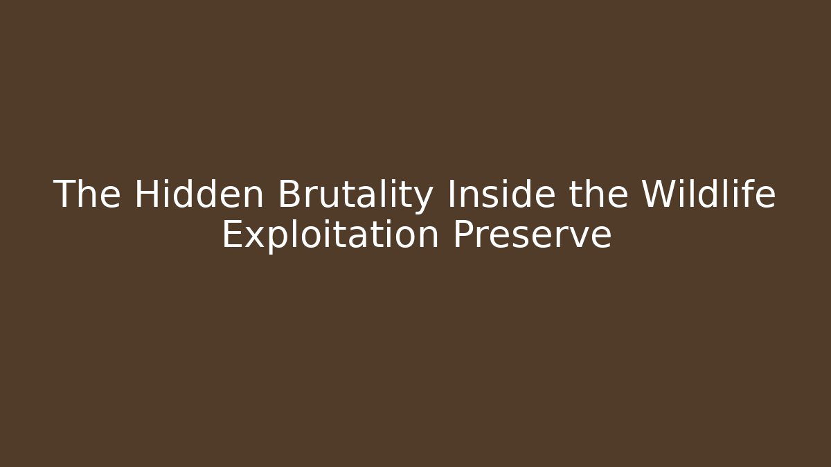 The Hidden Brutality Inside the Wildlife Exploitation Preserve - Vintage E-Juice