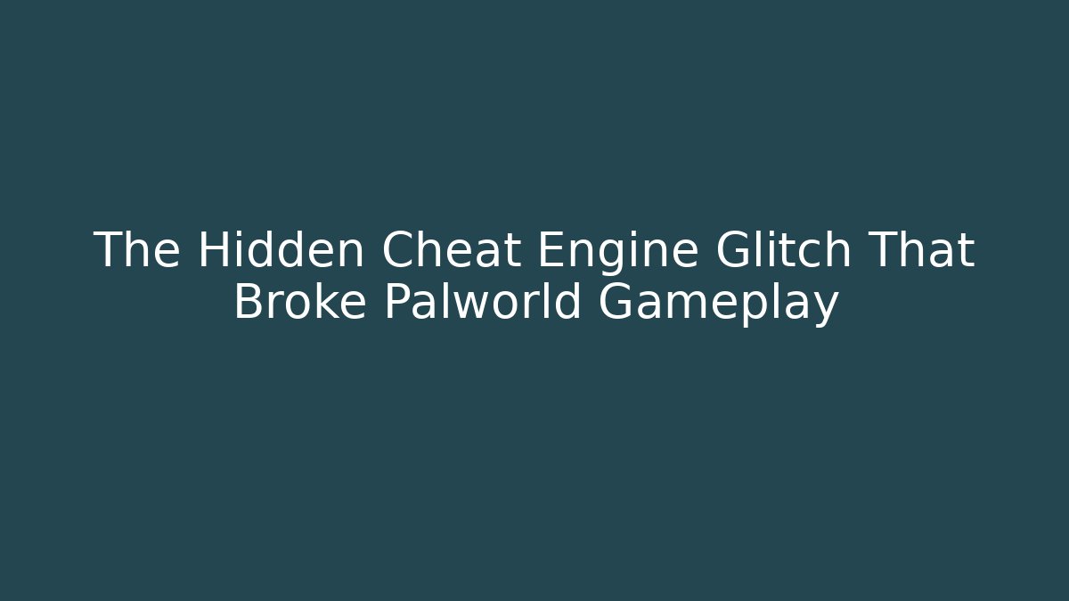The Hidden Cheat Engine Glitch That Broke Palworld Gameplay