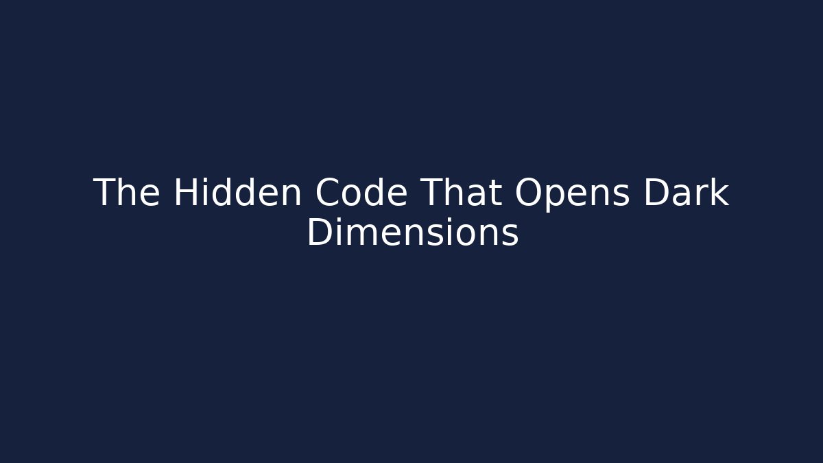 The Hidden Code That Opens Dark Dimensions - Vintage E-Juice