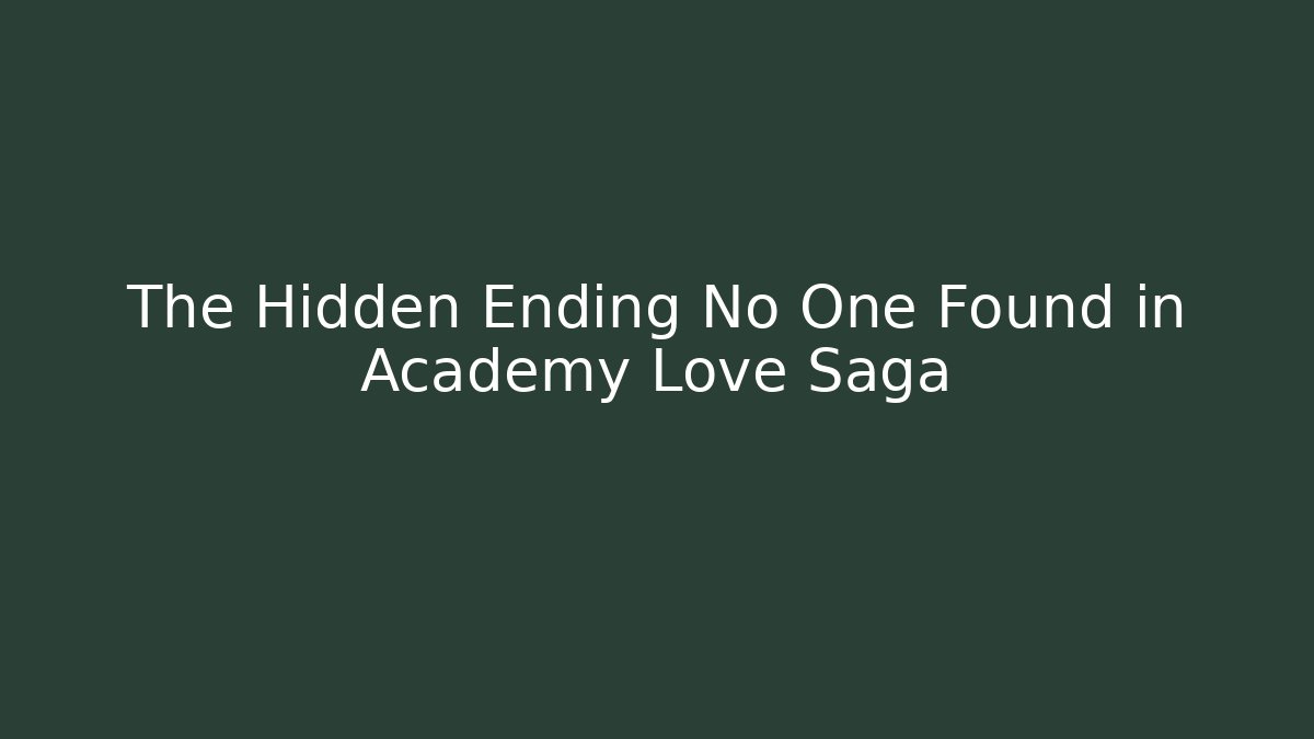 The Hidden Ending No One Found in Academy Love Saga
