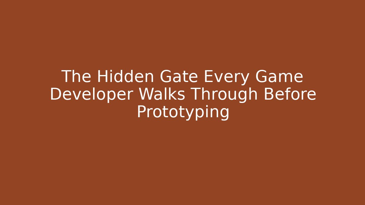 The Hidden Gate Every Game Developer Walks Through Before Prototyping