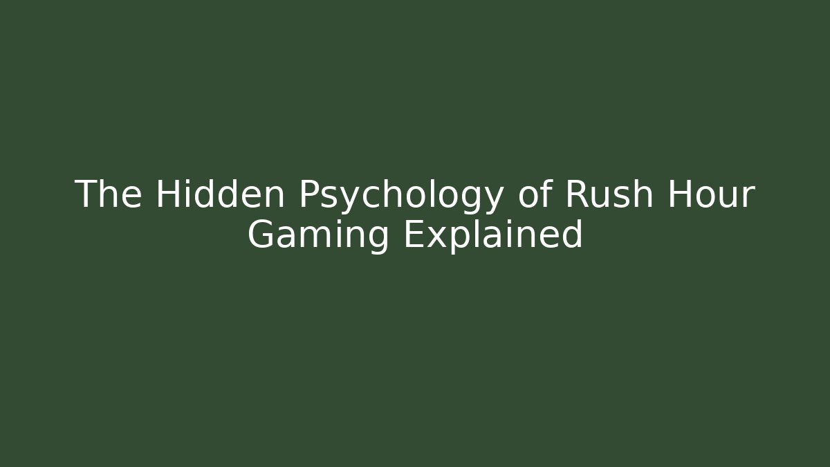 The Hidden Psychology of Rush Hour Gaming Explained