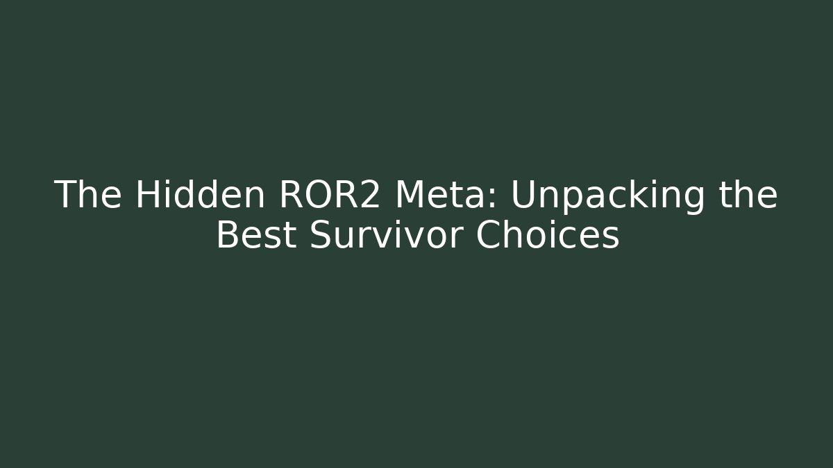 The Hidden ROR2 Meta: Unpacking the Best Survivor Choices