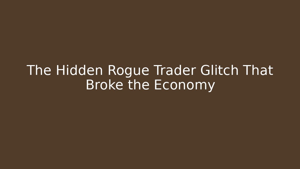 The Hidden Rogue Trader Glitch That Broke the Economy