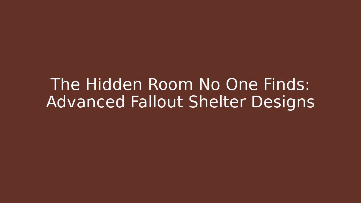 The Hidden Room No One Finds: Advanced Fallout Shelter Designs