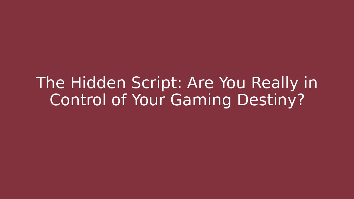 The Hidden Script: Are You Really in Control of Your Gaming Destiny?