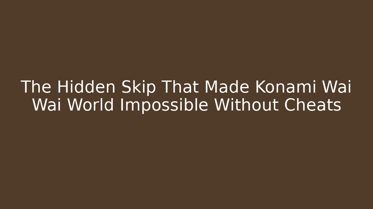 The Hidden Skip That Made Konami Wai Wai World Impossible Without Cheats