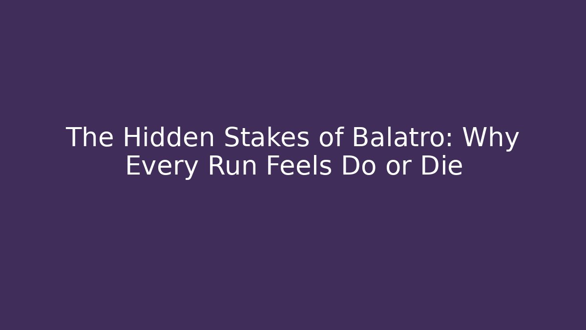 The Hidden Stakes of Balatro: Why Every Run Feels Do or Die