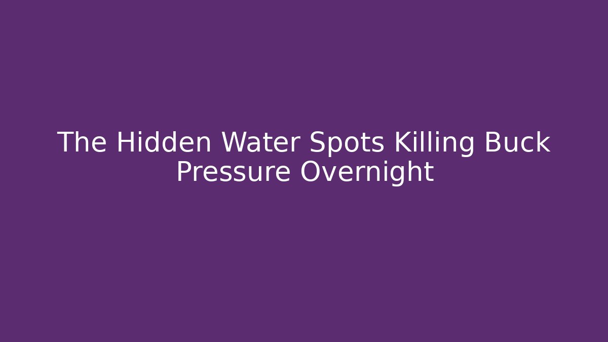 The Hidden Water Spots Killing Buck Pressure Overnight