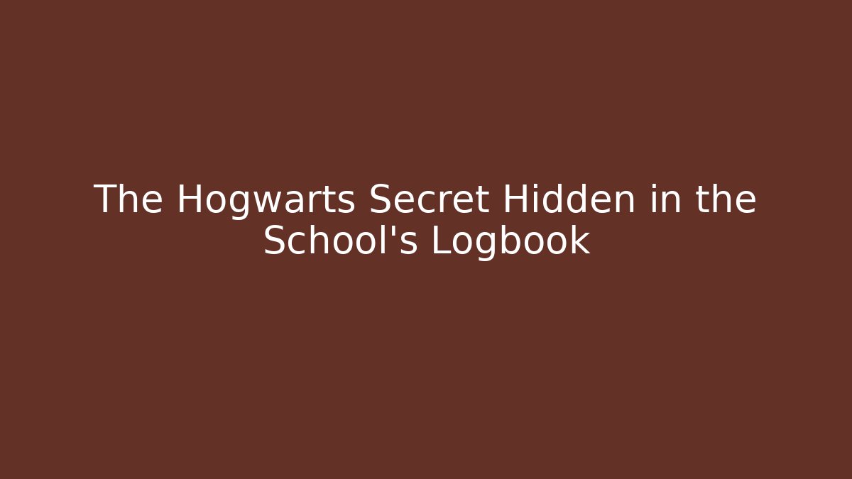The Hogwarts Secret Hidden in the School's Logbook