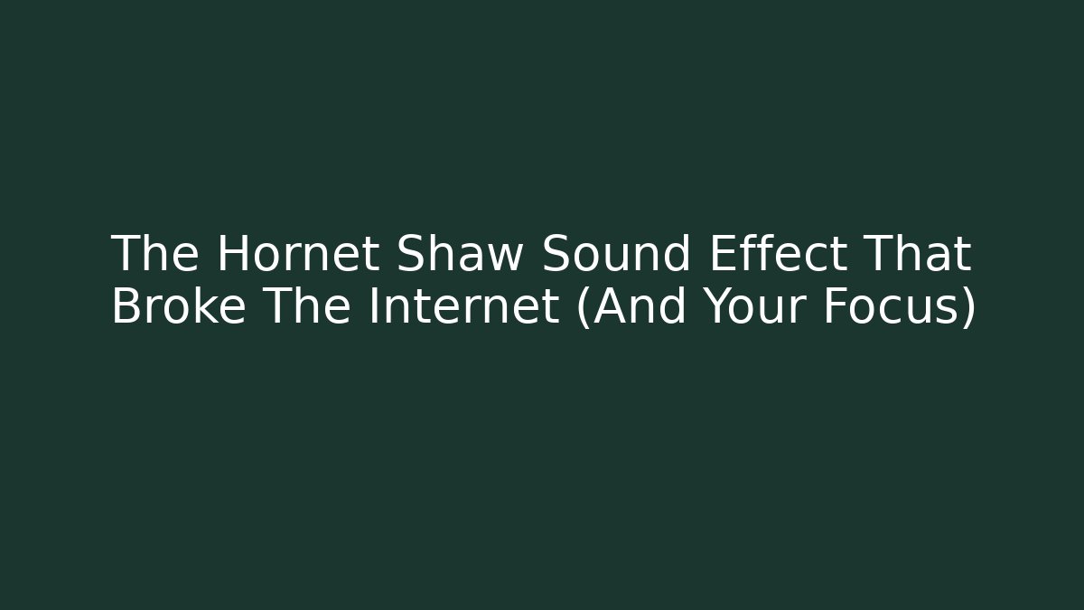 The Hornet Shaw Sound Effect That Broke The Internet (And Your Focus)