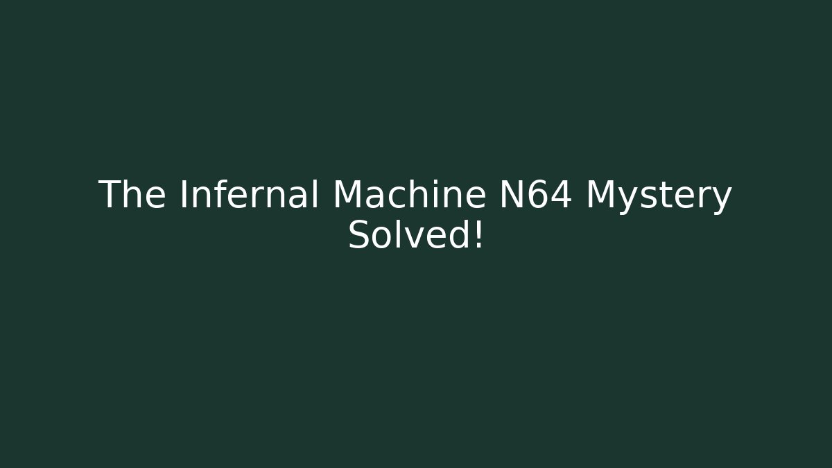 The Infernal Machine N64 Mystery Solved!